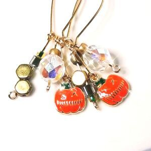 Artisan Earrings 01p# Pumpkin earrings Czech glass fringe earrings Orange dangle